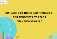 Bài 2: Viết thông báo trang 30, 31 SGK Tiếng Việt 3 tập 1 Chân trời sáng tạo>