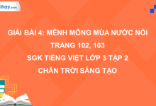 Bài 4: Mênh mông mùa nước nổi trang 102, 103 SGK Tiếng Việt 3 tập 2 Chân trời sáng tạo>