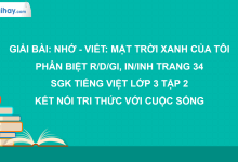 Bài 7: Nhớ - viết: Mặt trời xanh của tôi trang 34 SGK Tiếng Việt 3 tập 2 Kết nối tri thức với cuộc sống>