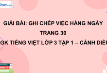 Ghi chép việc hằng ngày trang 30 SGK Tiếng Việt 3 tập 1 Cánh diều>