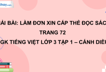 Làm đơn xin cấp thẻ đọc sách trang 72 SGK Tiếng Việt 3 tập 1 Cánh diều>