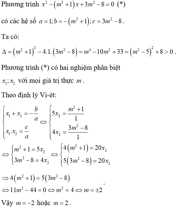 Hệ thức vi-et và ứng dụng để giải phương trình bậc hai một ẩn cực hay, có đáp án