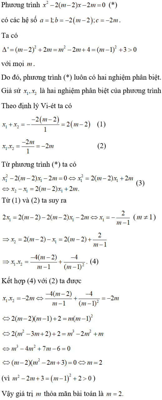 Hệ thức vi-et và ứng dụng để giải phương trình bậc hai một ẩn cực hay, có đáp án