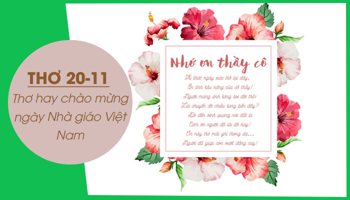 Thơ 20/11, những bài thơ 20-11 tri ân thầy cô giáo hay