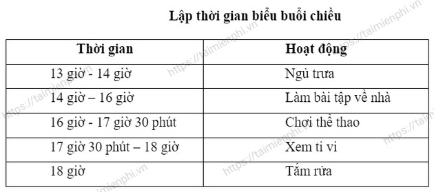 Lap thoi gian bieu trong ngay