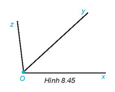 Quan sát Hình 8.45 và đọc tên các góc trong hình vẽ (ảnh 1)