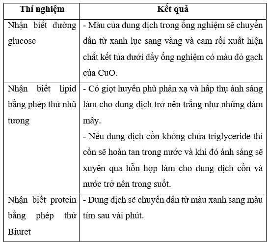 Giải Sinh học 10 Bài 6: Thực hành: Nhận biết một số phân tử sinh học (ảnh 1)