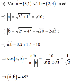 Trong mặt phẳng tọa độ Oxy, hãy tính góc giữa hai vectơ a và vecto b (ảnh 1)