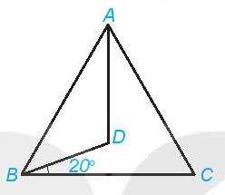 Trong hình vẽ sau, mang đến tam giác đều ABC và góc DBC bởi 20° (ảnh 1)