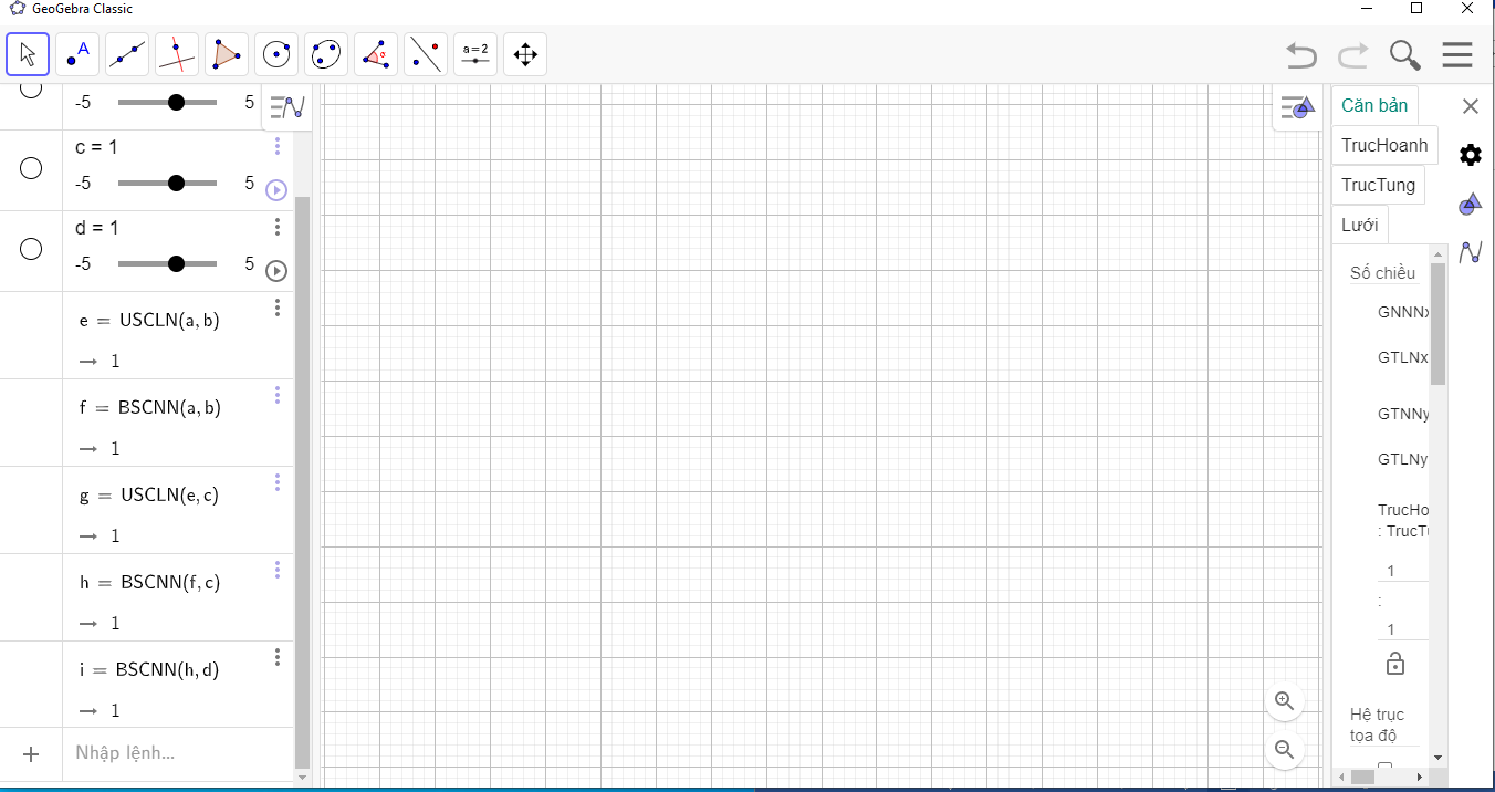 Tạo công cụ tìm ước chung lớn nhất của ba số a, b, c và bội chung nhỏ nhất (ảnh 1)