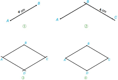 Vẽ hình thoi có cạnh 4 cm (ảnh 1)
