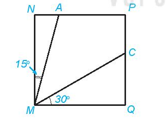 Cho hình vuông vắn MNPQ và số đo những góc ghi ứng như bên trên hình sau (ảnh 1)