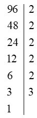 Cho hai số a = 72 và b = 96: Phân tích a và b ra thừa số nguyên tố (ảnh 1)