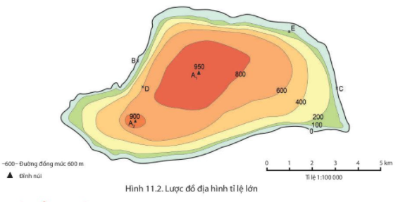 Giải Địa Lí 6 Bài 11: Thực hành: Đọc lược đồ địa hình tỉ lệ lớn và lát cắt địa hình đơn giản - Chân trời sáng tạo (ảnh 1)