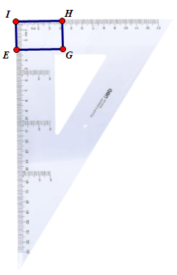 Vẽ bằng ê ke hình chữ nhật EGHI, biết EG = 4 cm và EI = 3cm (ảnh 1)