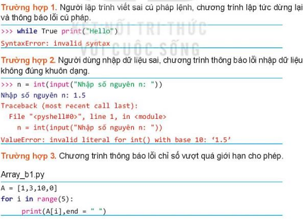 Giải Tin học 10 Bài 29: Nhận biết lỗi chương trình - Kết nối tri thức (ảnh 1)