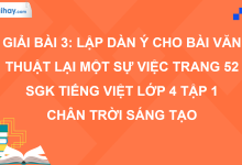 Bài 3: Lập dàn ý cho bài văn thuật lại một sự việc trang 52 SGK Tiếng Việt 4 tập 1 Chân trời sáng tạo>