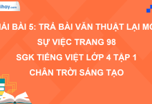 Bài 5: Trả bài văn thuật lại một sự việc trang 98 SGK Tiếng Việt 4 tập 1 Chân trời sáng tạo>