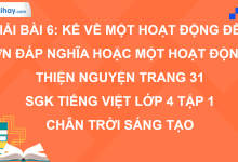 Bài 6: Kể về một hoạt động đền ơn đáp nghĩa hoặc một hoạt động thiện nguyện trang 31 SGK Tiếng Việt 4 tập 1 Chân trời sáng tạo>