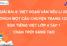 Bài 6: Viết đoạn văn nêu lí do thích một câu chuyện trang 133 SGK Tiếng Việt 4 tập 1 Chân trời sáng tạo>