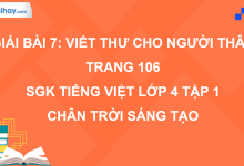 Bài 7: Viết thư cho người thân trang 106 SGK Tiếng Việt 4 tập 1 Chân trời sáng tạo>