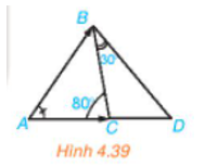 Trong Hình 4.39, số đo góc BAC cũng được gọi là số đo góc giữa hai vectơ (ảnh 1)