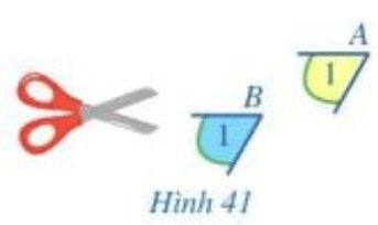 Thực hiện các hoạt động sau: Cắt ra từ tờ giấy hai góc đồng vị A1 và B1 (Hình 41)