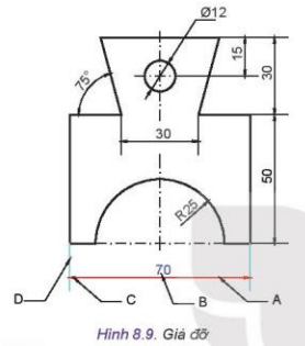 Quan sát Hình 8.9 và phát biểu quy luật về vị trí và hướng của con số kích thước so với đường kích thước