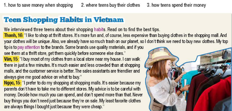 Tiếng Anh 10 Unit 3: Shopping - ilearn Smart World (ảnh 1)