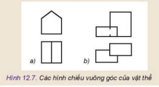 Vẽ hình chiếu phối cảnh một điểm tụ của một trong hai vật thể cho trên Hình 12.7