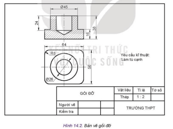 Đọc bản vẽ chi tiết gối đỡ Hình 14.2