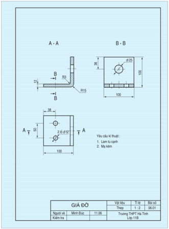 Trên khổ giấy A4 hãy vẽ khung bản vẽ khung tên và viết chữ vào khung tên