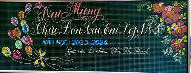 Mẫu trang trí bảng lớp đón học sinh lớp 1