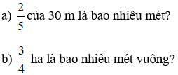 2/5 của 30 m là bao nhiêu mét