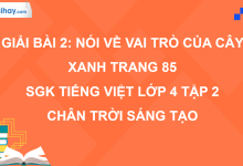 Bài 2: Nói về vai trò của cây xanh trang 85 SGK Tiếng Việt 4 tập 2 Chân trời sáng tạo>
