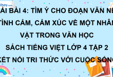 Bài 4: Tìm ý cho đoạn văn nêu tình cảm, cảm xúc về một nhân vật trong văn học trang 22 SGK Tiếng Việt lớp 4 tập 2 Kết nối tri thức với cuộc sống>