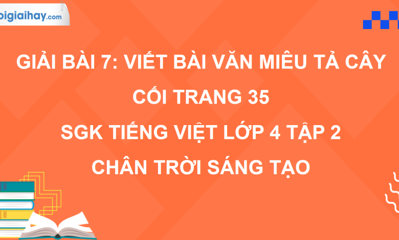 Bài 7: Viết bài văn miêu tả cây cối trang 35 SGK Tiếng Việt 4 tập 2 Chân trời sáng tạo>