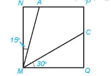 Cho hình vuông MNPQ và số đo các góc ghi tương ứng như trên hình sau