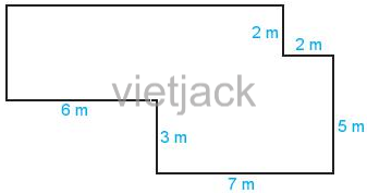 Một mảnh vườn có hình dạng như hình dưới đây. Tính diện tích mảnh vườn
