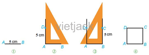 Vẽ hình vuông có cạnh 5 cm. Vẽ hình chữ nhật có chiều dài 4 cm, chiều rộng 2 cm