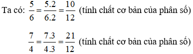 Em thực hiện các yêu cầu sau để quy đồng mẫu hai phân số