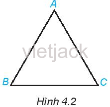 Cho tam giác đều ABC như Hình 4.2. Gọi tên các đỉnh, cạnh, góc