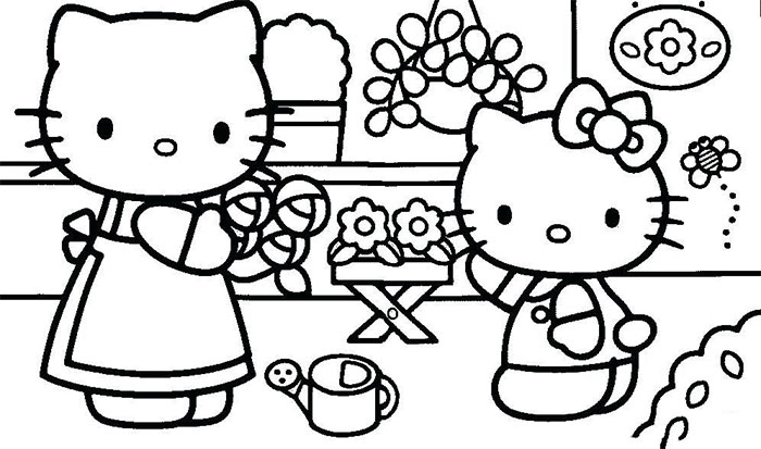 Mẫu tranh tô màu Hello Kitty