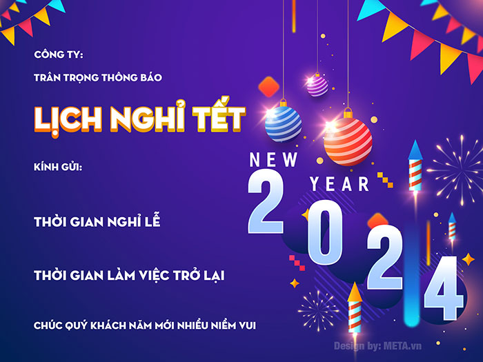 Mẫu thông báo Lịch nghỉ Tết 2024