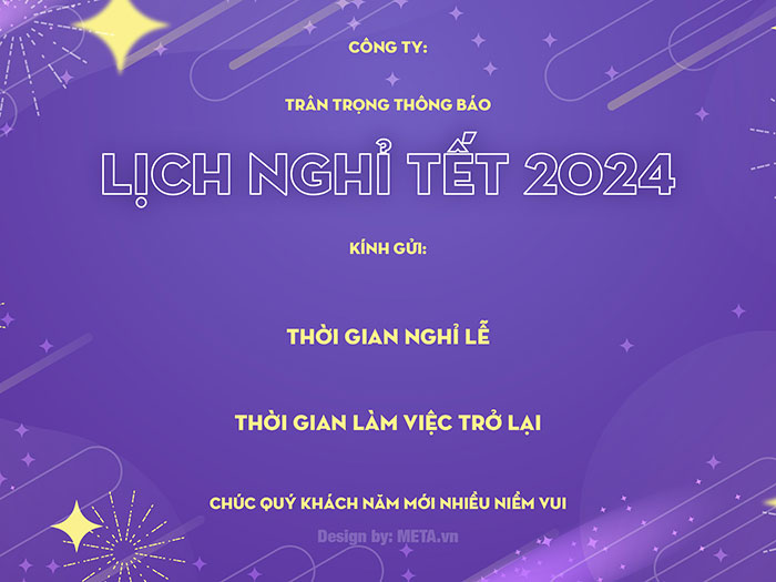 Thông báo nghỉ Tết 2024 đẹp