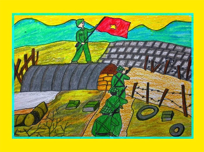 Tranh vẽ của thiếu nhi về Chiến thắng Điện Biên Phủ
